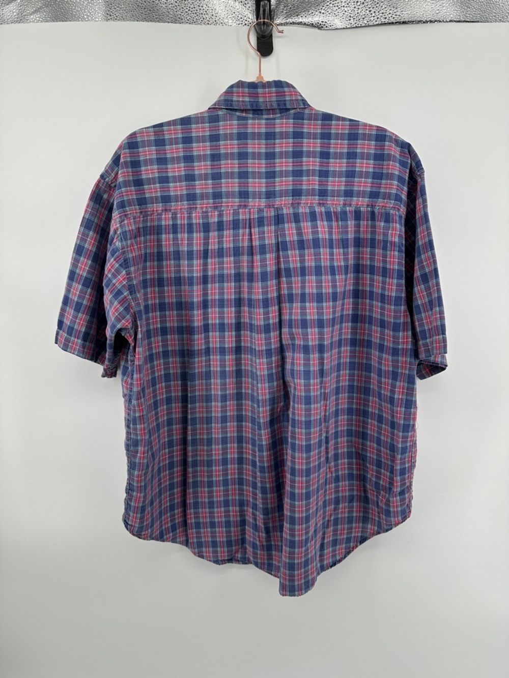 World Island VTG 90s Preppy Dadcore Workwear Grunge Plaid Blue&Pink Shirt SzXL - Picture 6 of 11
